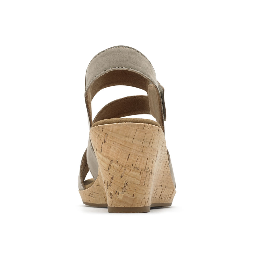 Rockport Sandaler Dame Grå - Briah Strappy Wedge Comfort - YPRV69270